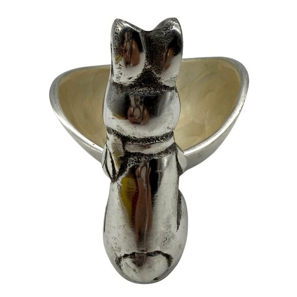 Vtg Bunny Candy Bowl Trinket Dish Cast Aluminum Enameled Bowl Easter Spring - Picture 4 of 9